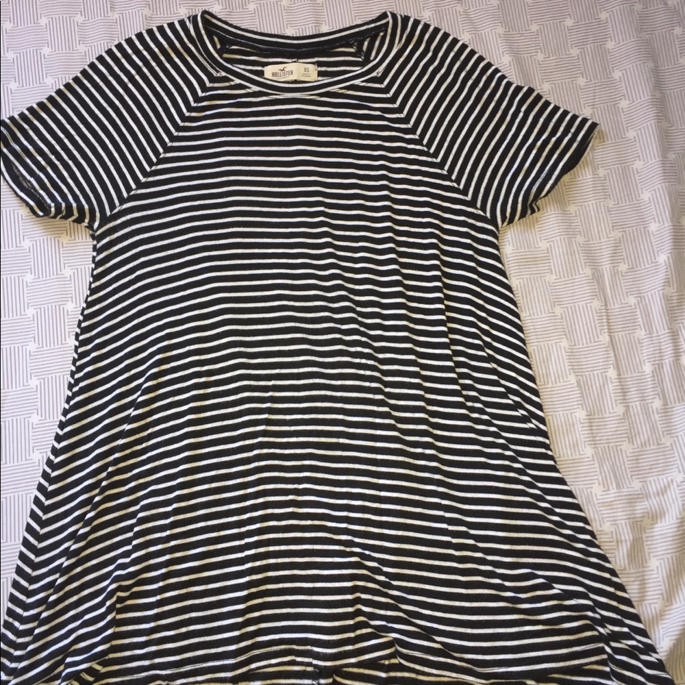 Hollister Black and White Striped Flowy Top